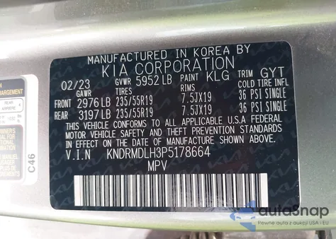 2023 Kia Sorento Plug-In Hybrid Sx Prestige from USA, damaged, VIN KNDRMDLH3P5178664